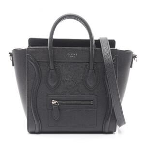 Celine Luggage Nano Shopper Handbag, Leather, Women's, Black, 168243